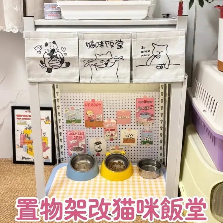 猫砂盆上方置物架柜小猫食堂宠物用品狗粮罐头阳台碳钢多层收纳架