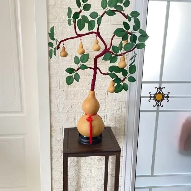 新中式居家室内创意装饰品纯手工编织葫芦福禄桌面摆件