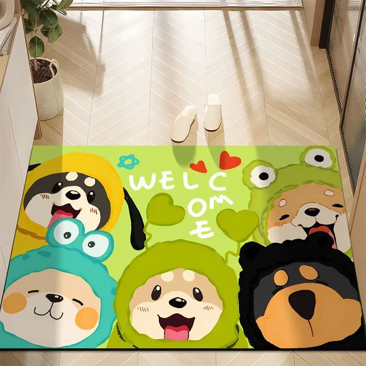 硅藻泥入户门卡通可爱地垫厨房玄关耐磨脚垫吸水防滑卫生间地毯