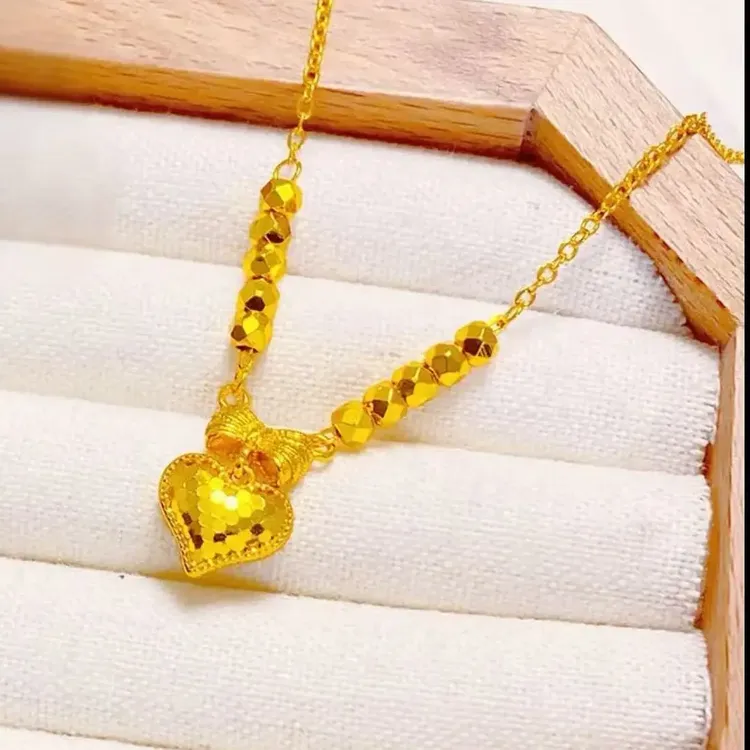 铜合金项链 饰品铜合金铜合金新款时尚金色爱心锁骨链精致