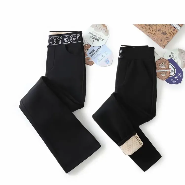 COCOKOYAGE【定制礼盒】秋冬新款蚕丝羊毛加厚保暖显瘦小黑裤喇叭裤