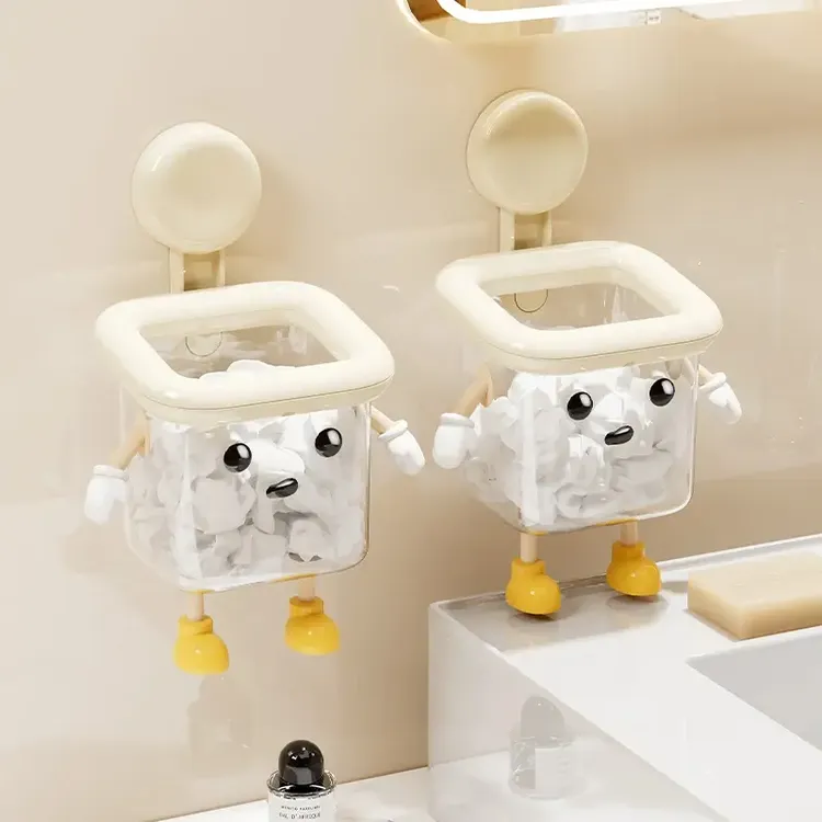 可爱吸盘废弃洗脸巾收纳盒家用壁挂二次利用棉柔巾收纳沥水皂架