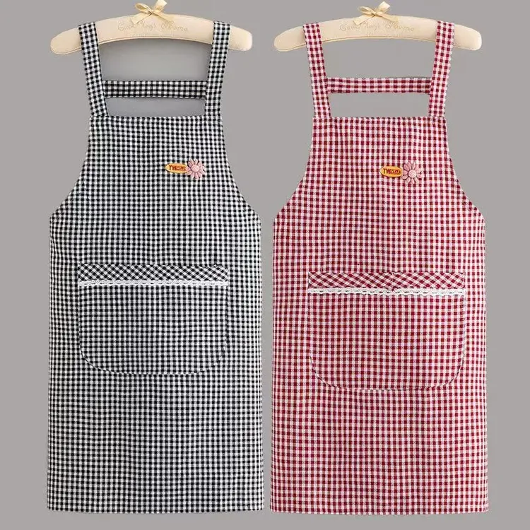 棉布围裙厨房棉麻背带围腰围裙防油污反穿衣定印制围裙厂家批发