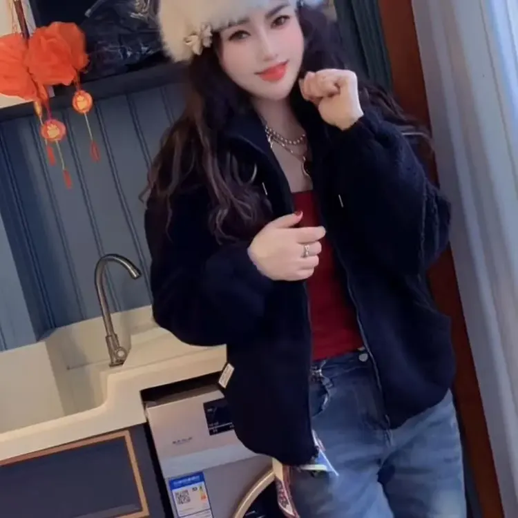 中长款立领S短款女长款极简风通勤风黑色