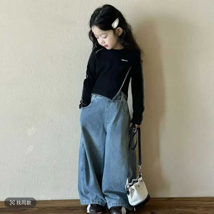 女童秋装套装2025洋气针织上衣女童不规则个性百搭上衣裤子两件套