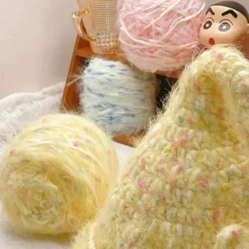 长毛手混手工DIY编织材料包围巾线送工具教程