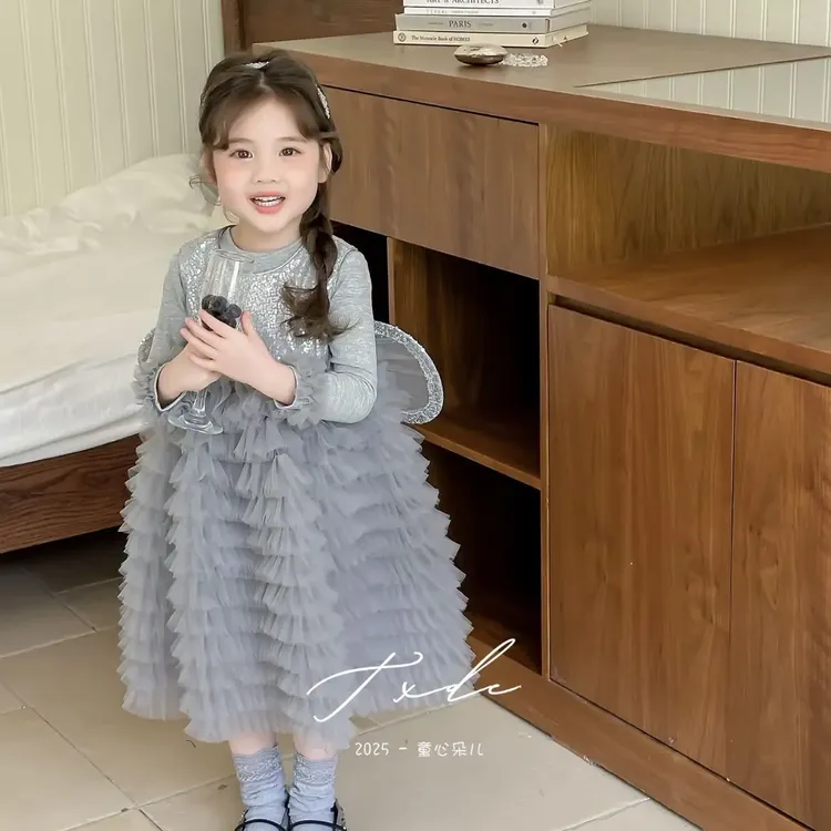 2025秋季新款女童两件套公主裙高级蛋糕裙礼服连衣裙