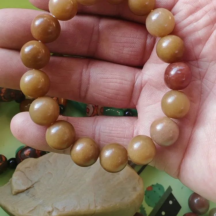 鄂尔多斯彩玉光珠手串 12mm  17 颗