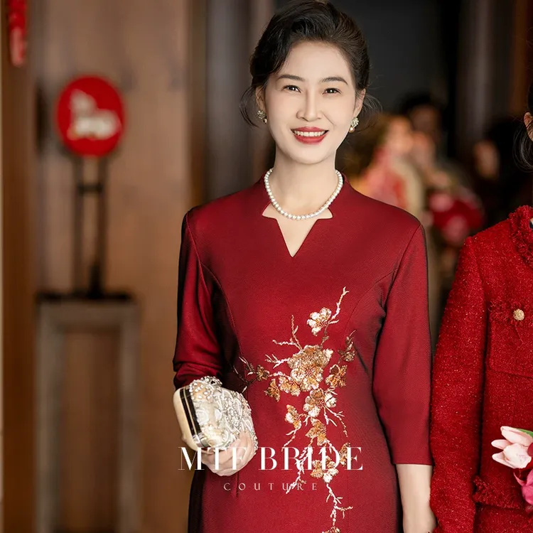 满庭芳华【千春词】2025春夏喜妈妈结婚宴晚礼服喜婆婆红色旗袍