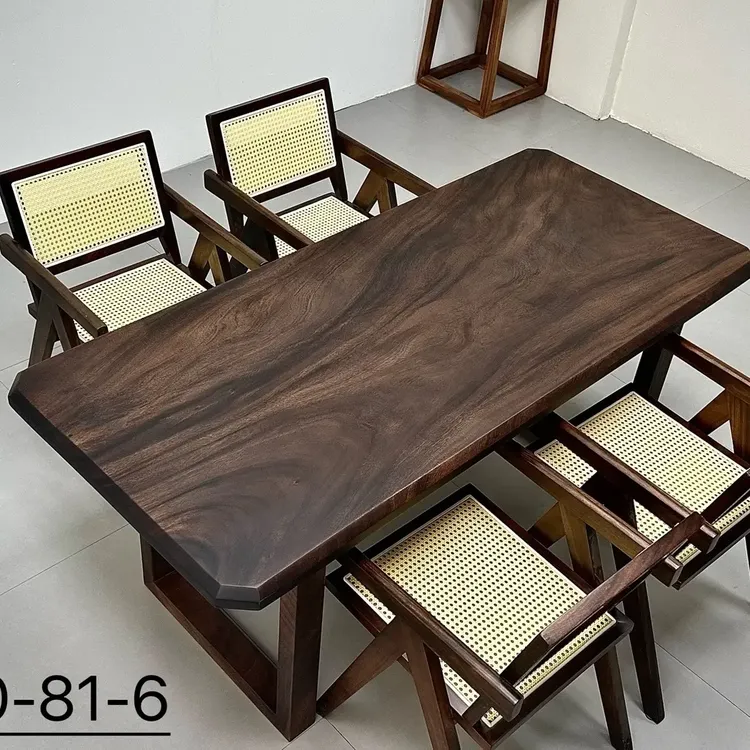 胡桃木简约风艺术图案原木餐桌桌子家用茶桌大板桌