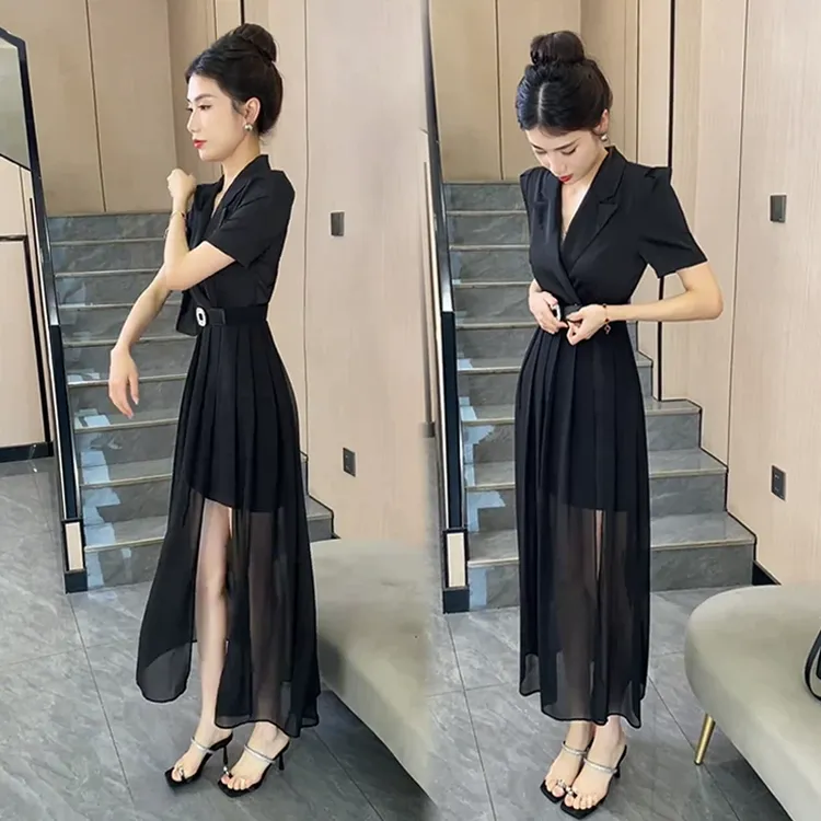 气质优雅时尚高级感连衣裙女2024夏季新款收腰显瘦百搭洋气裙子潮