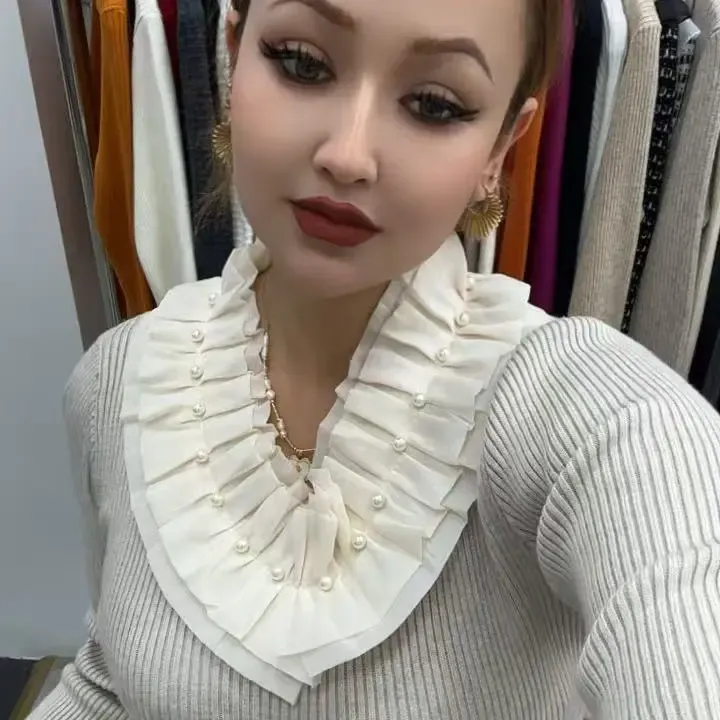 秋季甜美纯欲风荷叶领花边针织衫女高级感百搭毛衣