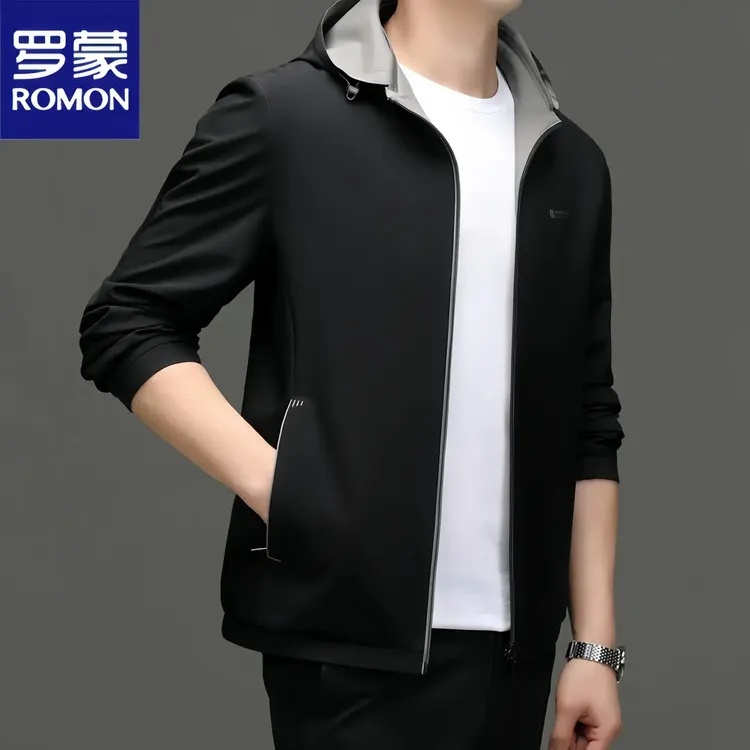 Romon罗蒙/男士【一衣四穿】夹克外套帽子可脱卸商务百搭休闲外套男
