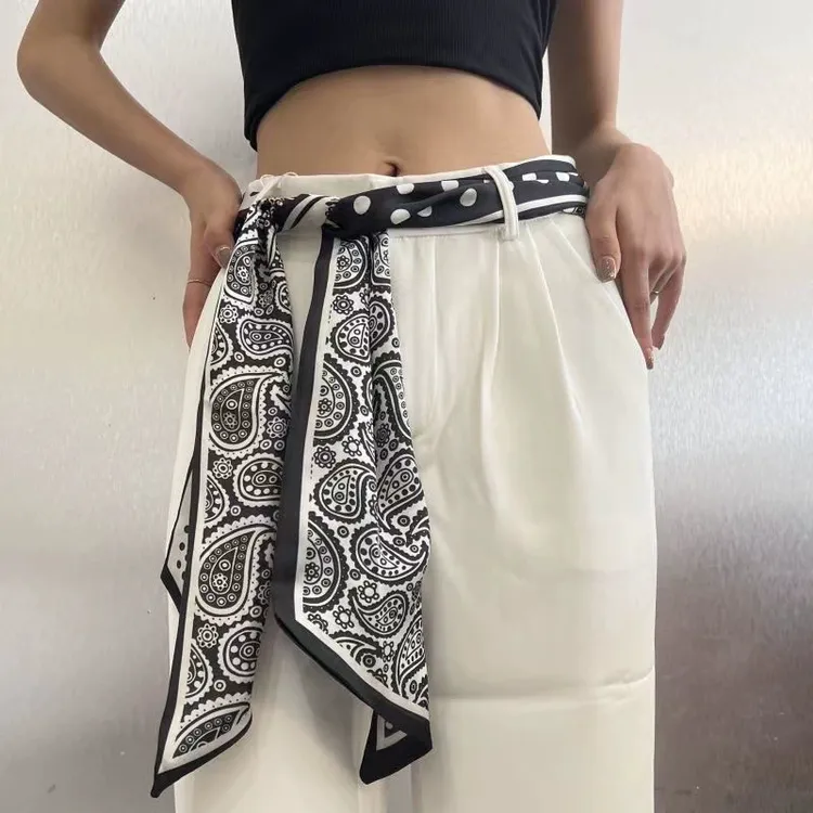 长条小丝巾腰带女发带百搭高级感薄款春秋款搭配衬衫丝带时尚飘带