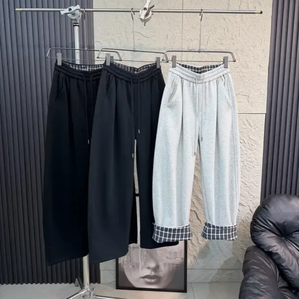 小算盘高品质弯刀直筒裤男加绒立体裁剪三种穿法百搭休闲裤34759