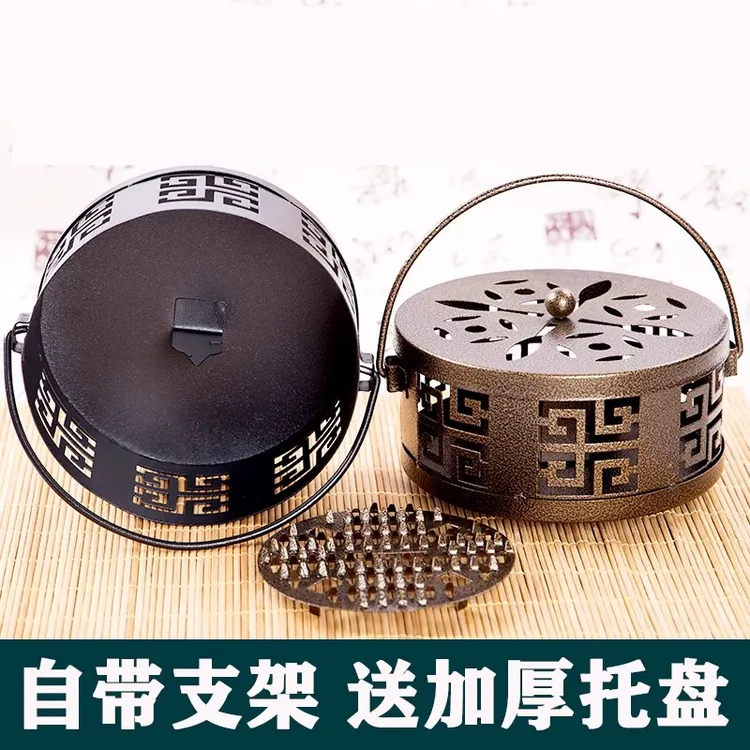 蚊香盘托大号蚊香盒带盖安全文香托盘蚊香架子户外露营蚊香炉家用