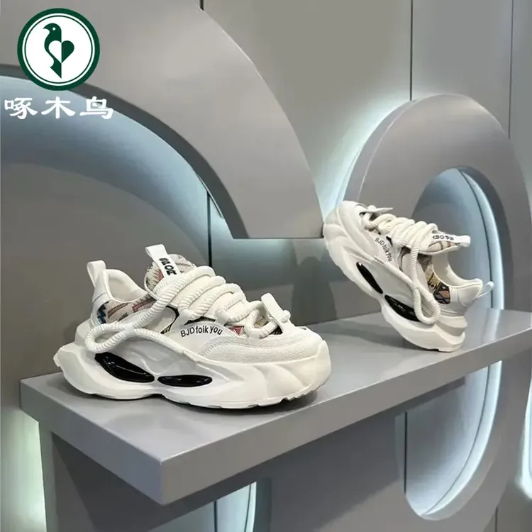 啄木鸟秋冬男鞋新款厚底增高休闲老爹男款时尚百搭透气运动阿甘鞋