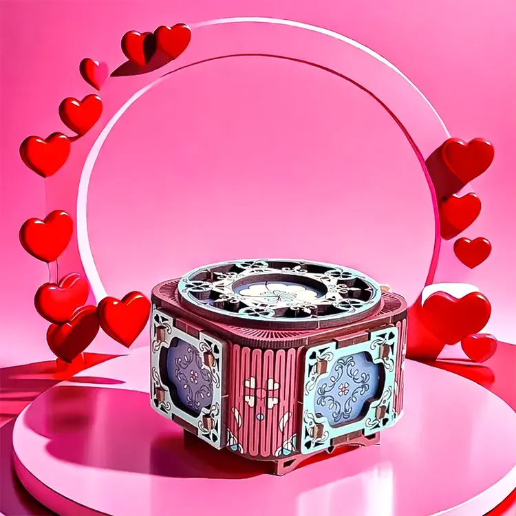 手工八音盒积木七夕情人生日礼物送女生情侣diy八音盒拼图3d立体