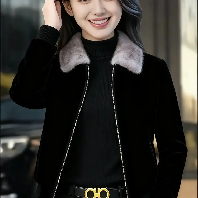 冬季男士加绒加厚翻领金雕绒夹克大码保暖外套爸爸装秋冬时尚