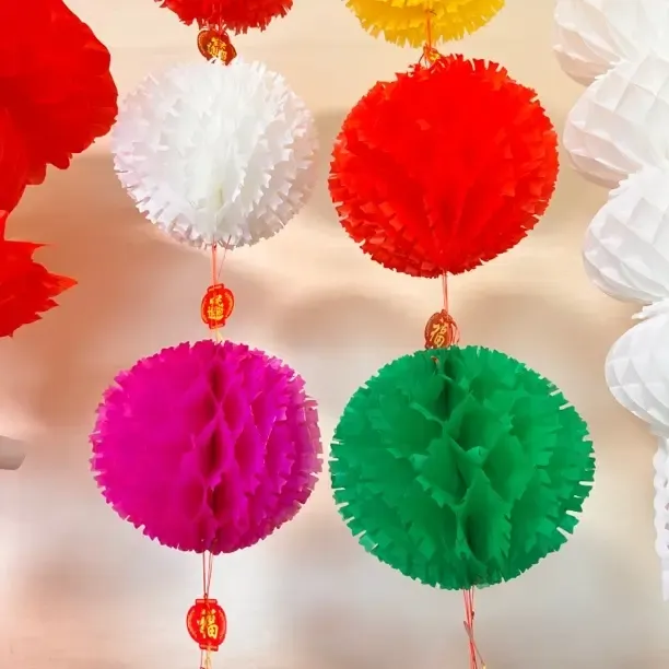 40刺球一包10个彩色刺球防水纸灯笼节日装饰幼儿园挂饰吊饰喜庆
