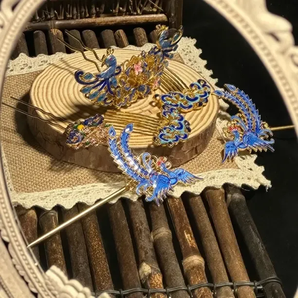 民族风蓝色网红百搭中国风复古新娘头饰休闲古风宫廷