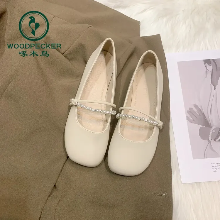 啄木鸟晚晚风温柔鞋平底单鞋女2025年夏季玛丽珍鞋子配裙子软底鞋