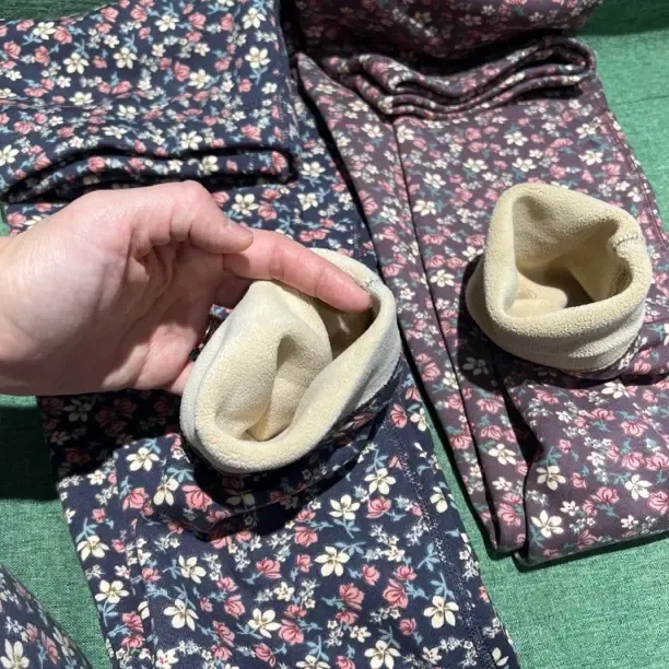 HEXU 主播推荐 复古碎花高腰弹力加绒 打底裤（加大版型）