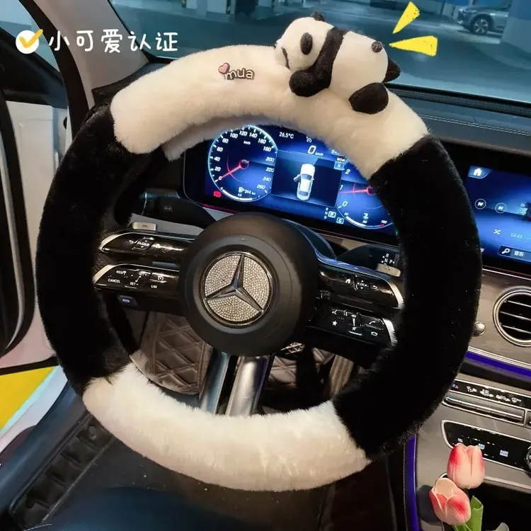 2025新款汽车方向盘套女款加绒防滑保暖四季通用冬季长毛绒车把套