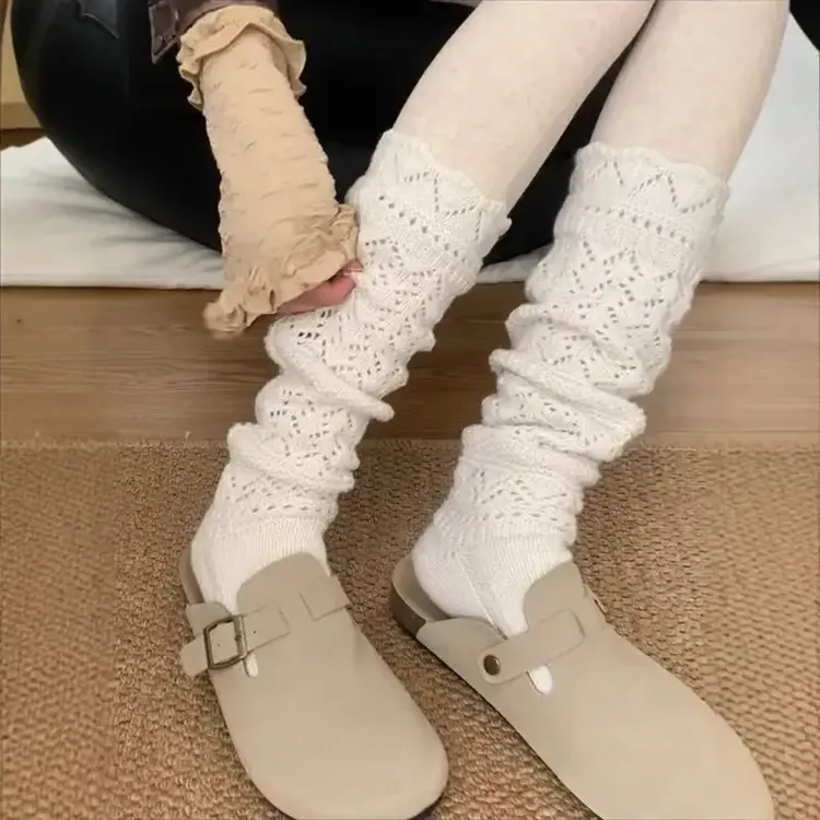 韦雪同款复古袜子白色日系羊毛镂空花边针织美拉德保暖甜妹堆堆袜