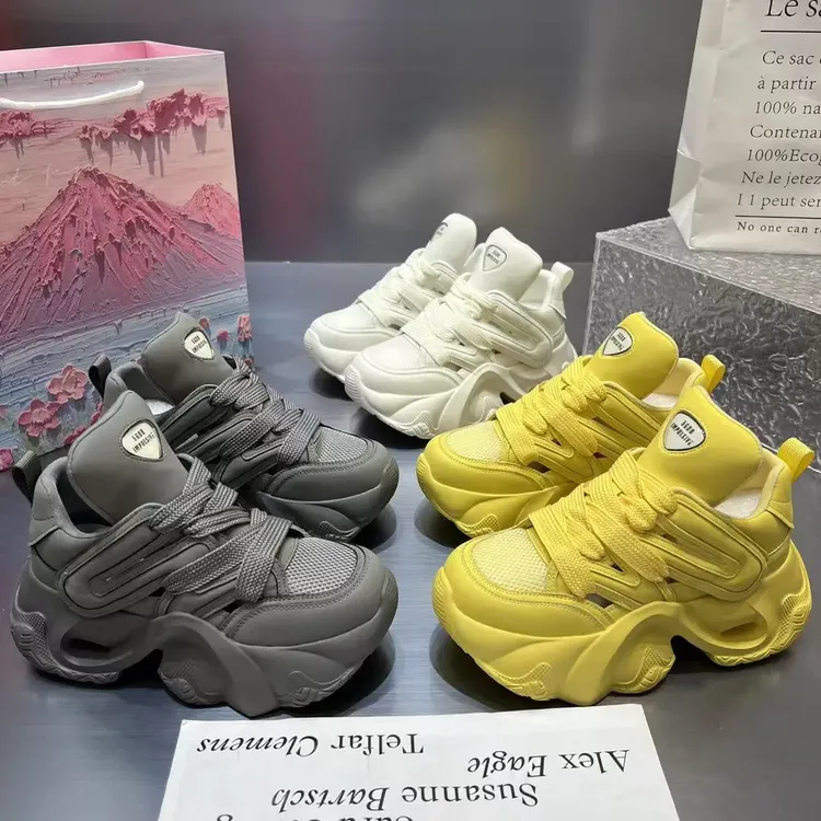 【夏日楼兰/五】欧洲站厚底透气拼色老爹鞋女ins超火透气厚底松糕潮