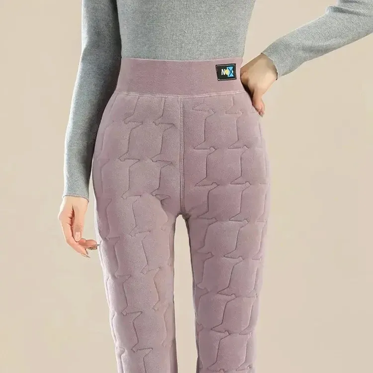 蚕丝棉裤女外穿冬季高腰修身显瘦加绒加厚打底裤弹力大码保暖秋裤
