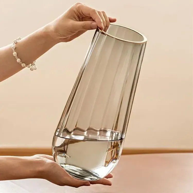 轻奢高级感透明玻璃水培水养鲜花百合专用网红花瓶摆件客厅插花瓶