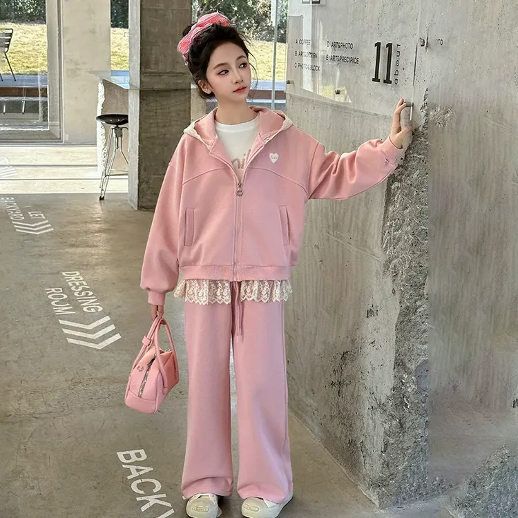 女童运动套装2025春秋新款儿童春装韩系穿搭衣服女大童连帽两件套