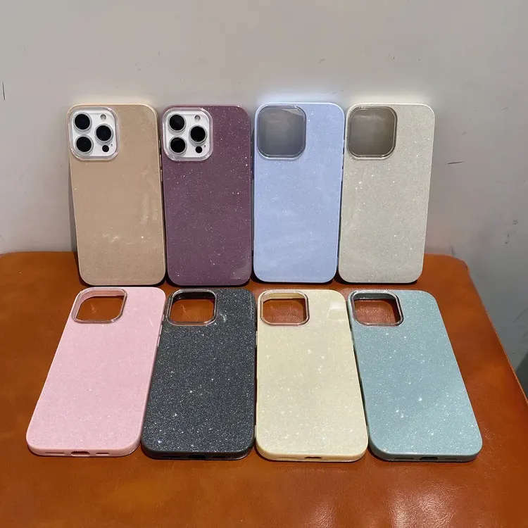 个性创意高级果冻纯色闪粉适用16promax手机壳iPhone15pro纯色