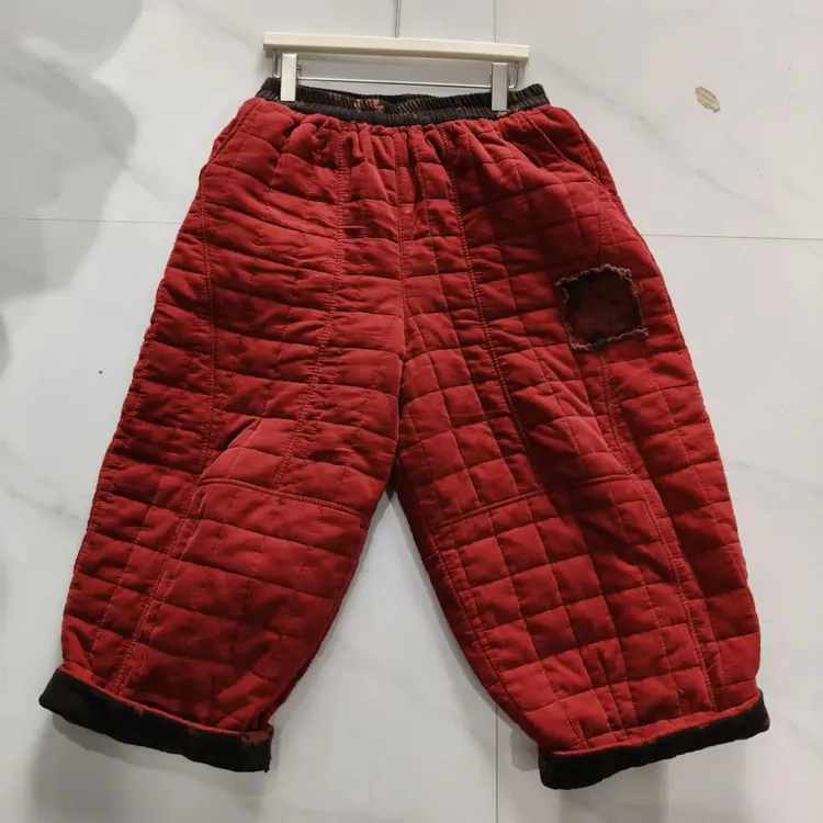 冬季复古贴布加棉加厚哈伦裤女宽松长裤遮肉显瘦老爹裤潮