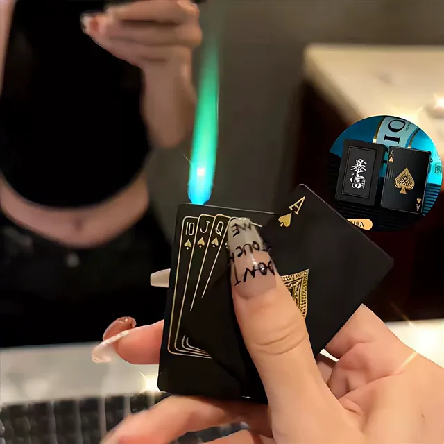 创意扑克牌黑桃a充气打火机防风绿色火焰个性便携小巧送男友礼物