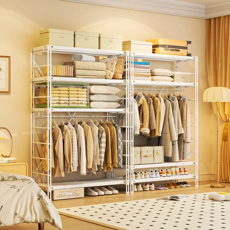 开放式衣架卧室衣服收纳货架衣柜简易组装落地置物架出租房衣帽架