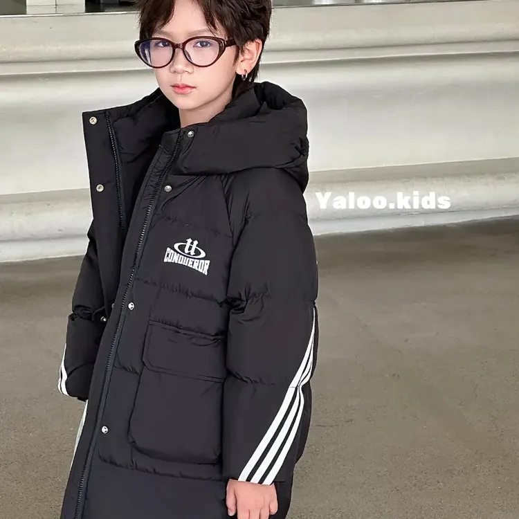 男童女童中长款中大童加厚保暖冬装外套白鸭绒亲子款