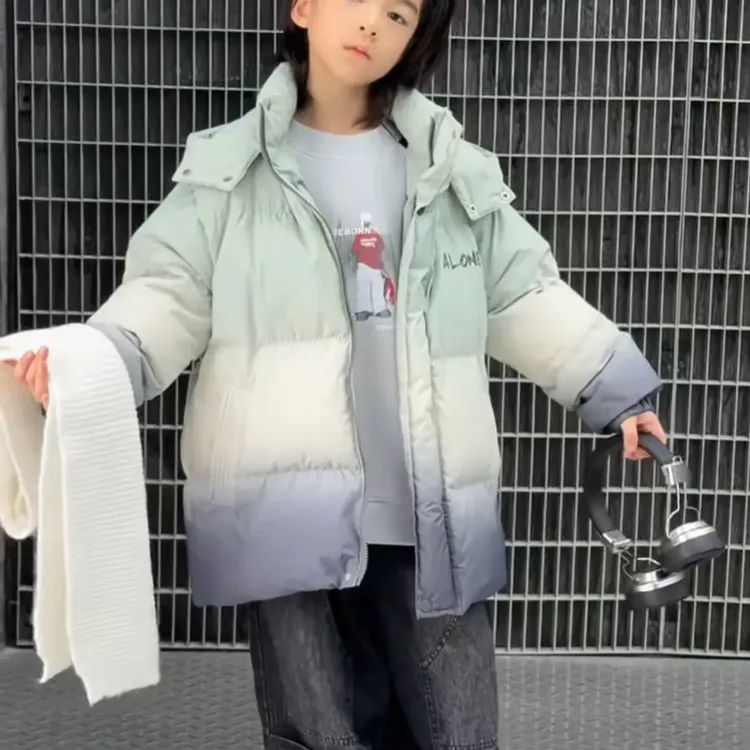 男童字母冬季韩版中大童加厚羽绒服