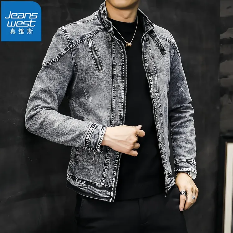 真维斯Jeanswest男士秋冬季新款修身休闲帅气夹克上衣时尚外套潮 