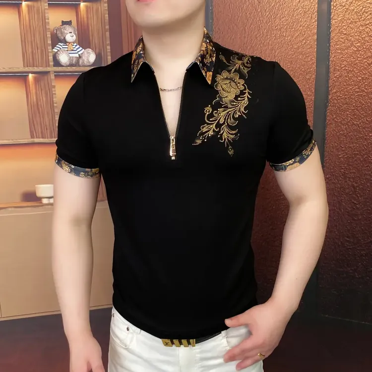 【金纹雅仕】2025夏Polo衫男士时尚休闲夏季潮流修身翻领帅气轻奢