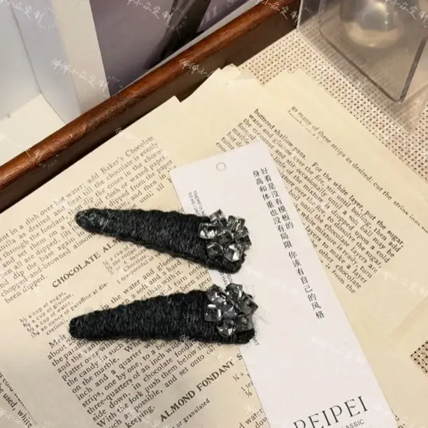 【PEI】秋意/黑色时尚BB夹原创发夹法式轻奢女气质百搭边夹