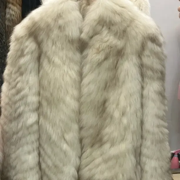 【悦己】长款奶茶色狐狸毛车条皮草外套立领显瘦百搭