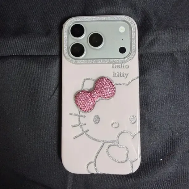 闪粉Kitty猫可爱风格天使适用苹果小熊系列手机壳蝴蝶结防摔