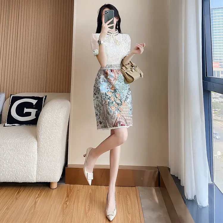 小香风夏季法式蕾丝连衣裙2025年夏装新款女装名媛气质女神范裙子