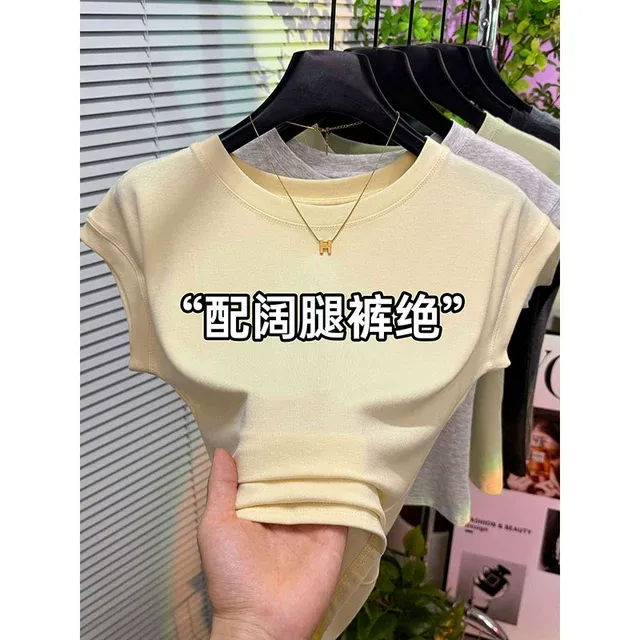高级感小飞袖T恤女夏季新款时尚减龄气质修身坎肩无袖圆领上衣潮