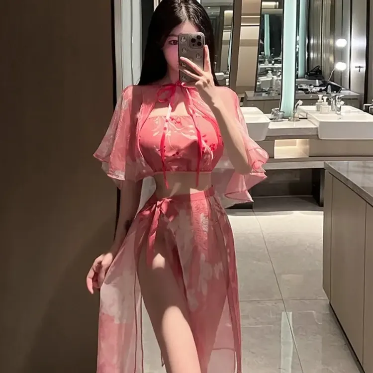 2025新女款性感汉服睡衣纯欲风甜美粉色系浪漫睡衣裙