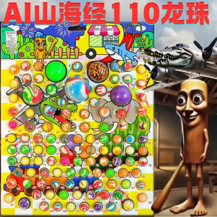  AI山海经弹力球玩具龙珠抽抽乐高弹力龙珠大中小号发光儿童玩具