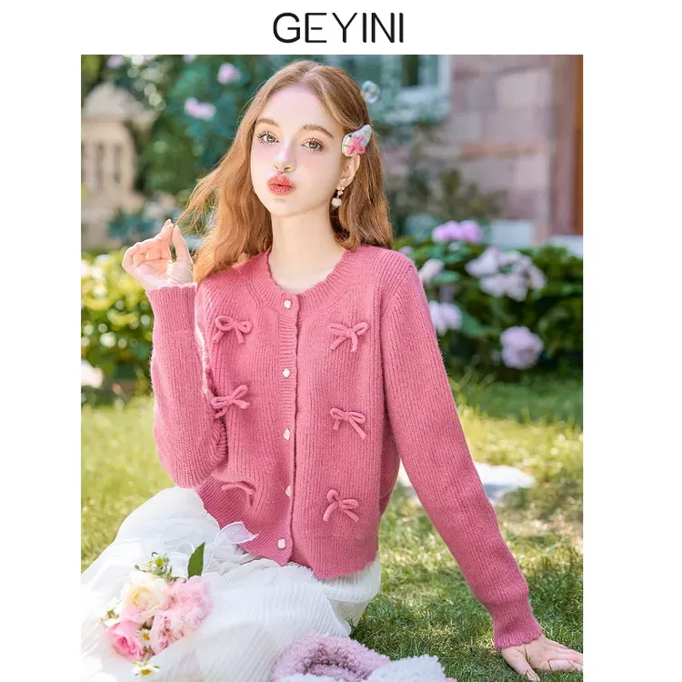 2024秋冬新款女甜美宽松加厚慵懒风高级感毛衣开衫外套针织衫上衣