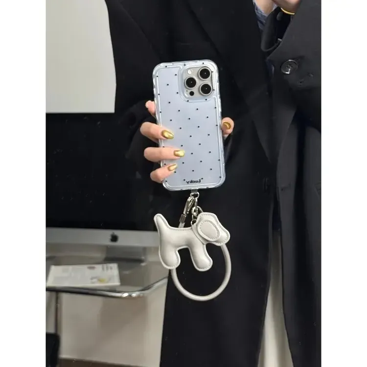 ins高颜值级白波点灰色适用苹果16手机壳iPhone15promax手机套14p